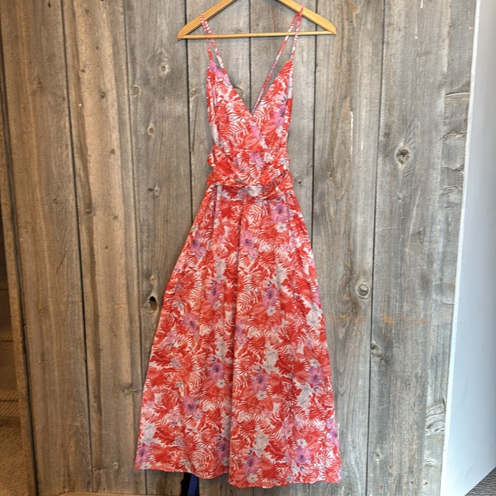 Floral Orange Maxi Dress size Medium